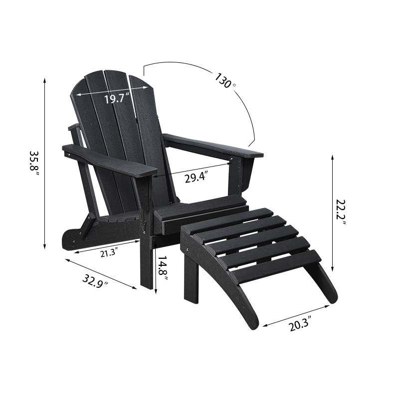 Adirondack-stol med avtagbar ottoman